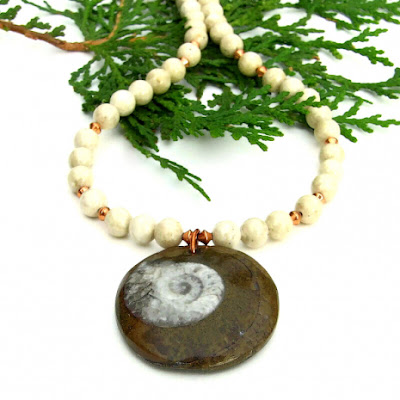 ammonite and riverstone necklace gift for women