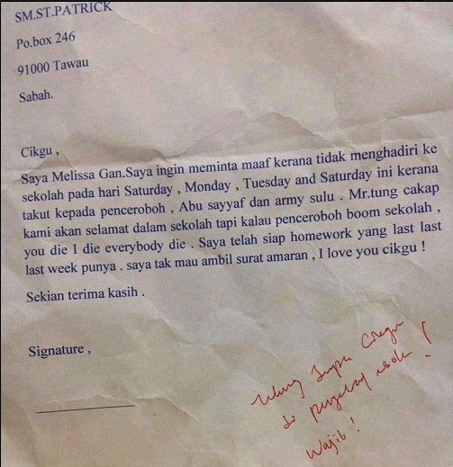 Lawak : Surat Seorang Pelajar Tawau Kepada Seorang Guru 