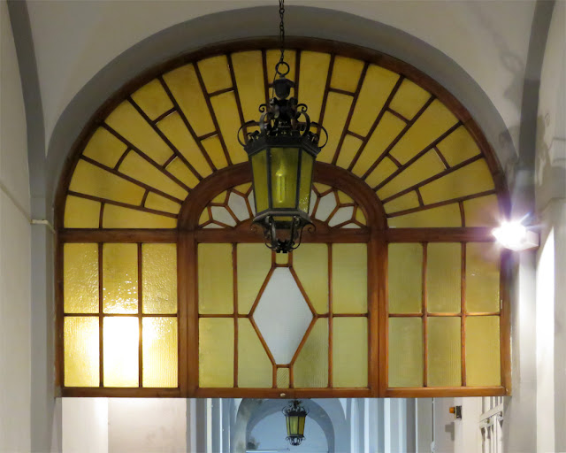 A hallway inside the administrative building of the hospital, Viale Alfieri, Livorno