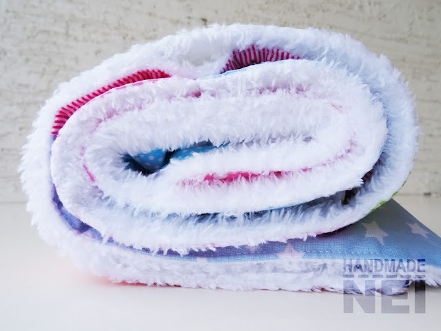 Handmade Nel: Пачуърк одеяло с полар за бебе "Фламинго"