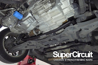 The undercarriage of the Honda City GM2/GM3 with the SUPERCIRCUIT Front Under Bar installed.