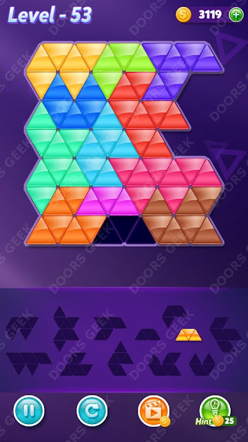 Block! Triangle Puzzle 12 Mania Level 53 Solution, Cheats, Walkthrough for Android, iPhone, iPad and iPod