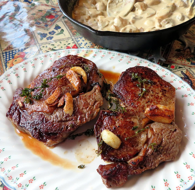 Garlic Butter Steak with  a Creamy Mushroom Sauce