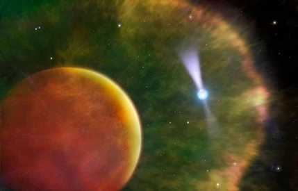 ilustração do pulsar e anã marrom