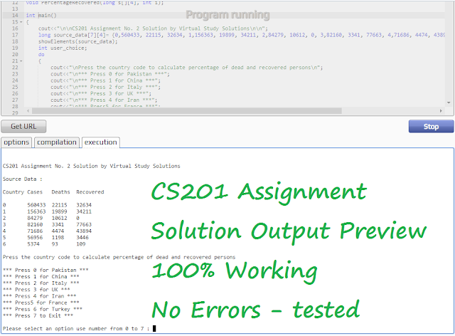 CS201 Assignment 2 Solution Output Preview