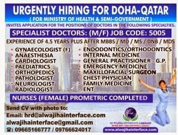 Ministry of Health Urgent Job Vacancies for Doha- Qatar