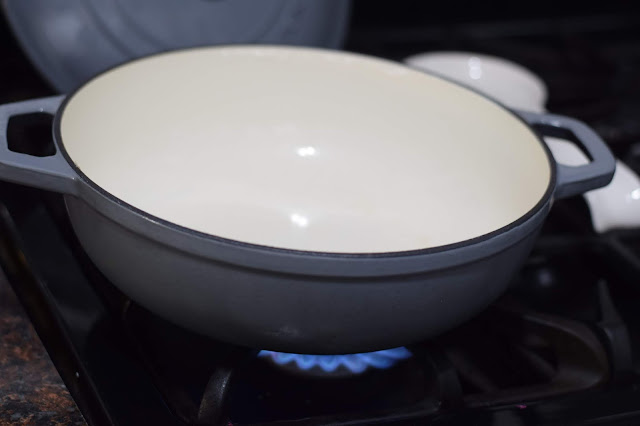 A large pan on the stove. 