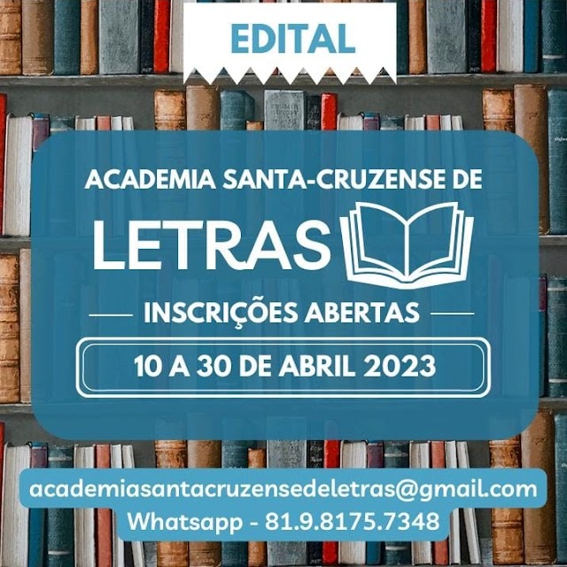 Academia santa-cruzense de Letras lança edital de concorrência para preenchimento de vagas