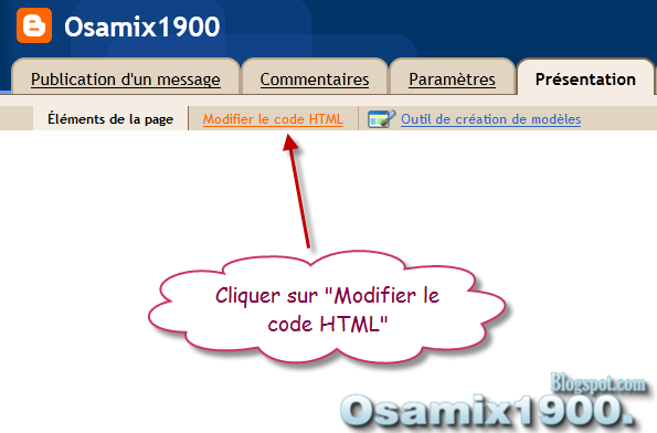 Modifier la code HTML de blog