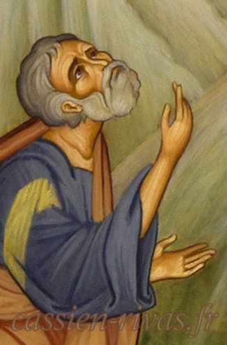 icône byzantine transfiguration jésus christ mont thabor. Détail de saint pierre