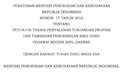 Juknis Penyaluran TPG dan Tambahan Penghasilan Bagi Guru  