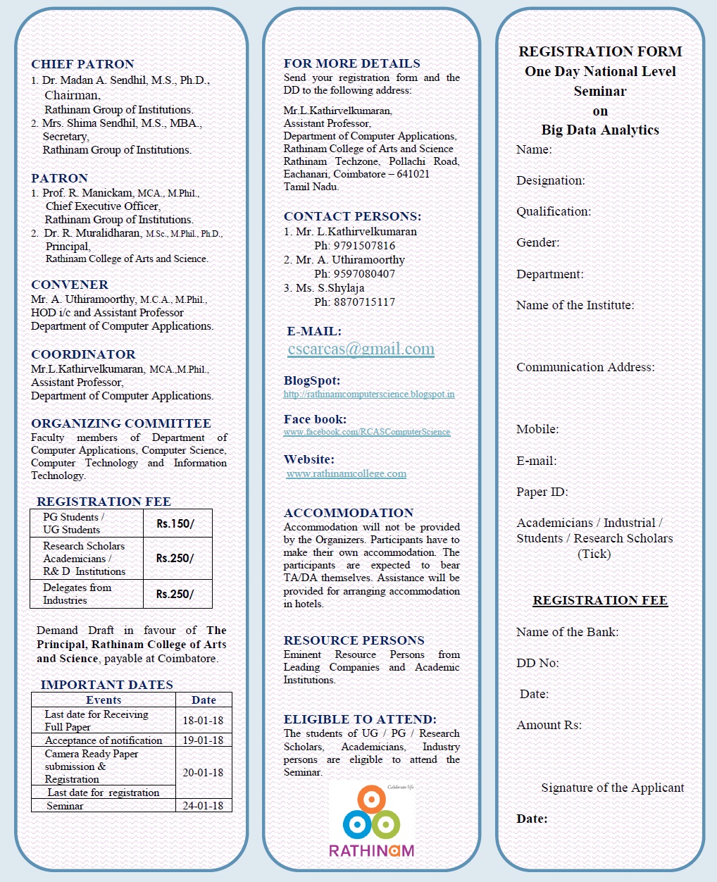 National Level Seminar on Big Data Analytics - NLSBDA'18 on 24-01-2018