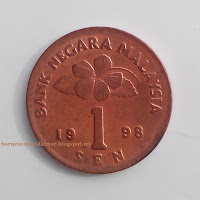 Coin Syiling Malaysia 1 sen 1998