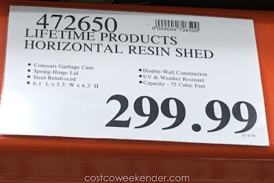 Deal for the Lifetime Products Horizontal Resin Storage Shed at Costco