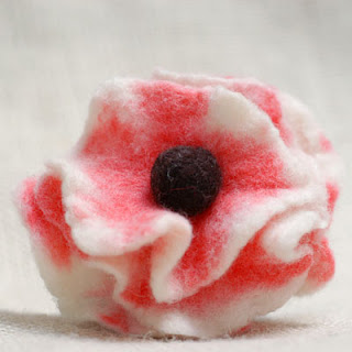 strawberry flower felted brooch