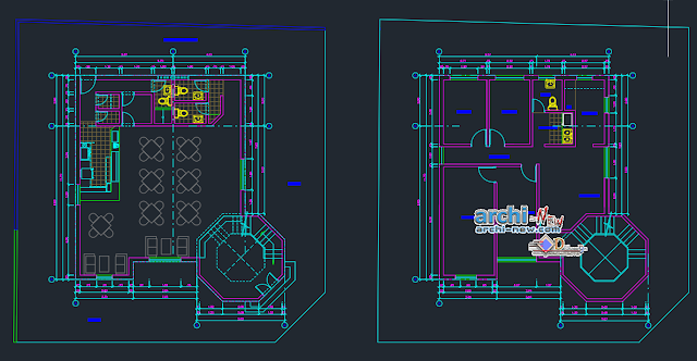 Project office with cafeteria in AutoCAD 