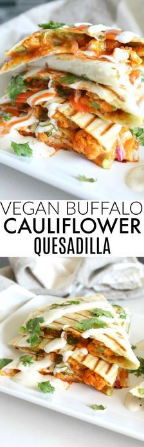 VEGAN BUFFALO CAULIFLOWER QUESADILLAS
