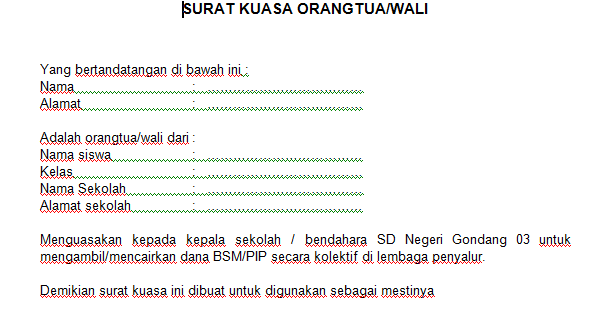 Contoh Surat Kuasa Orang Tua Wali Contoh Surat