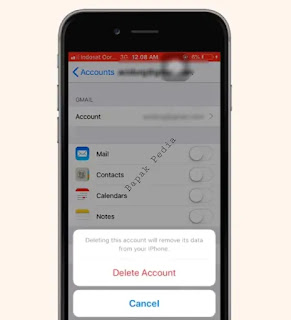 cara logout email di iphone, cara menghapus akun email di iphone