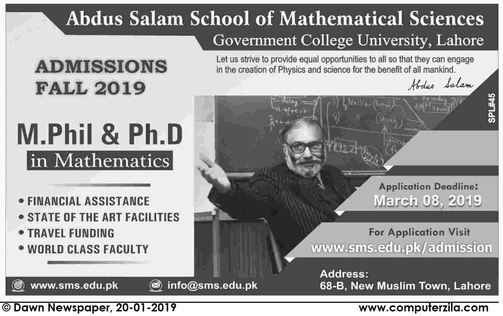 Admissions Open For Spring 2019 At AS-SMS undefined Campus