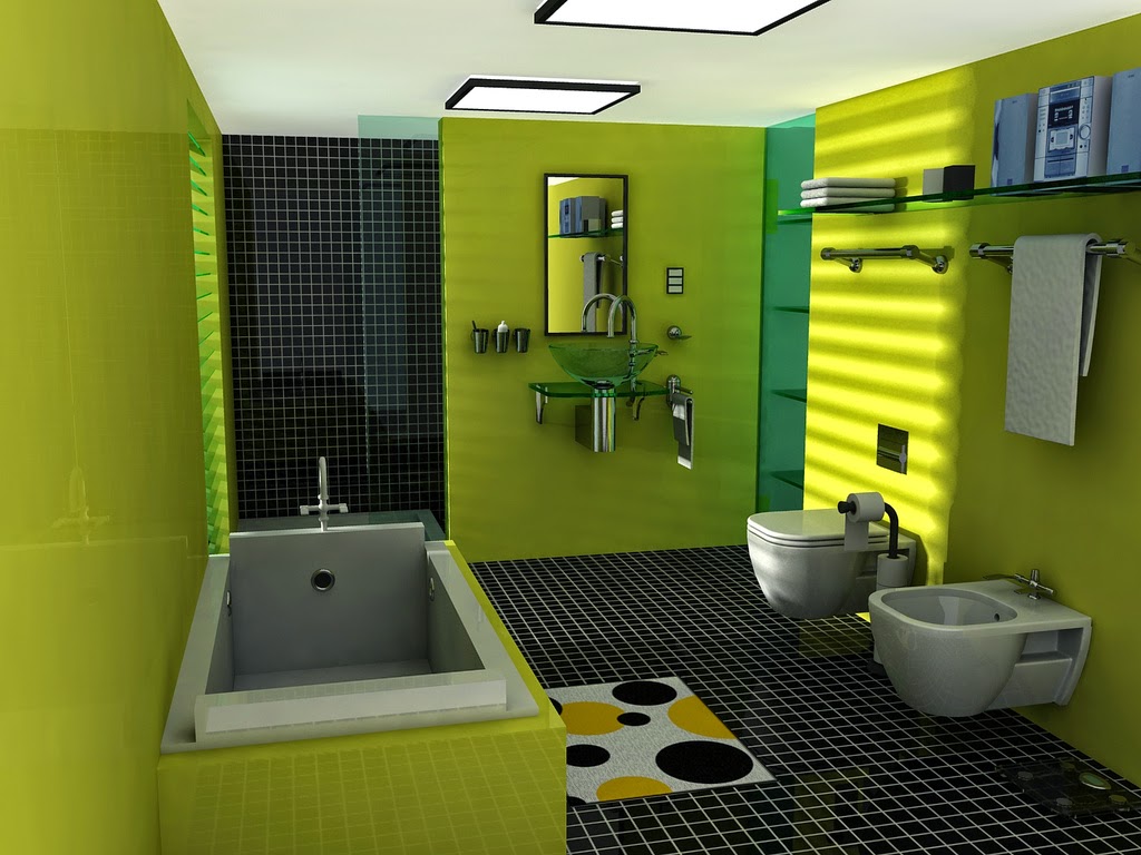 Green Bathroom And Toilet Redesign