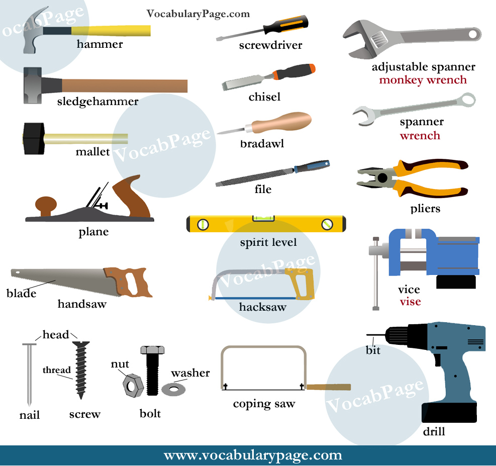 VocabularyPage.com: Tools vocabulary