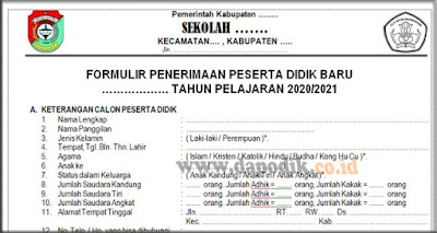 Download Formulir Penerimaan Siswa Baru Jenjang PAUD, SD, SMP, SMA dan SMK Tahun Ajaran Baru Berdasarkan Pengisian Dapodikdasmen