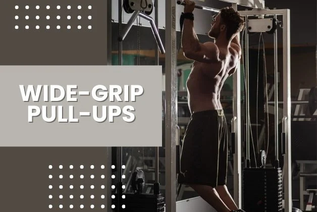 Man performing wide-grip pull-ups for close grip lat pulldown exercise