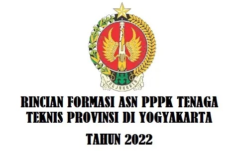 Rincian Formasi ASN PPPK Tenaga Teknis Pemerintah Provinsi DI Yogyakarta Tahun 2022
