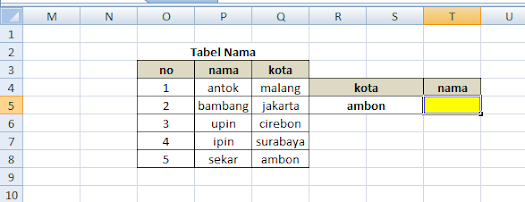 soal excel index dan match