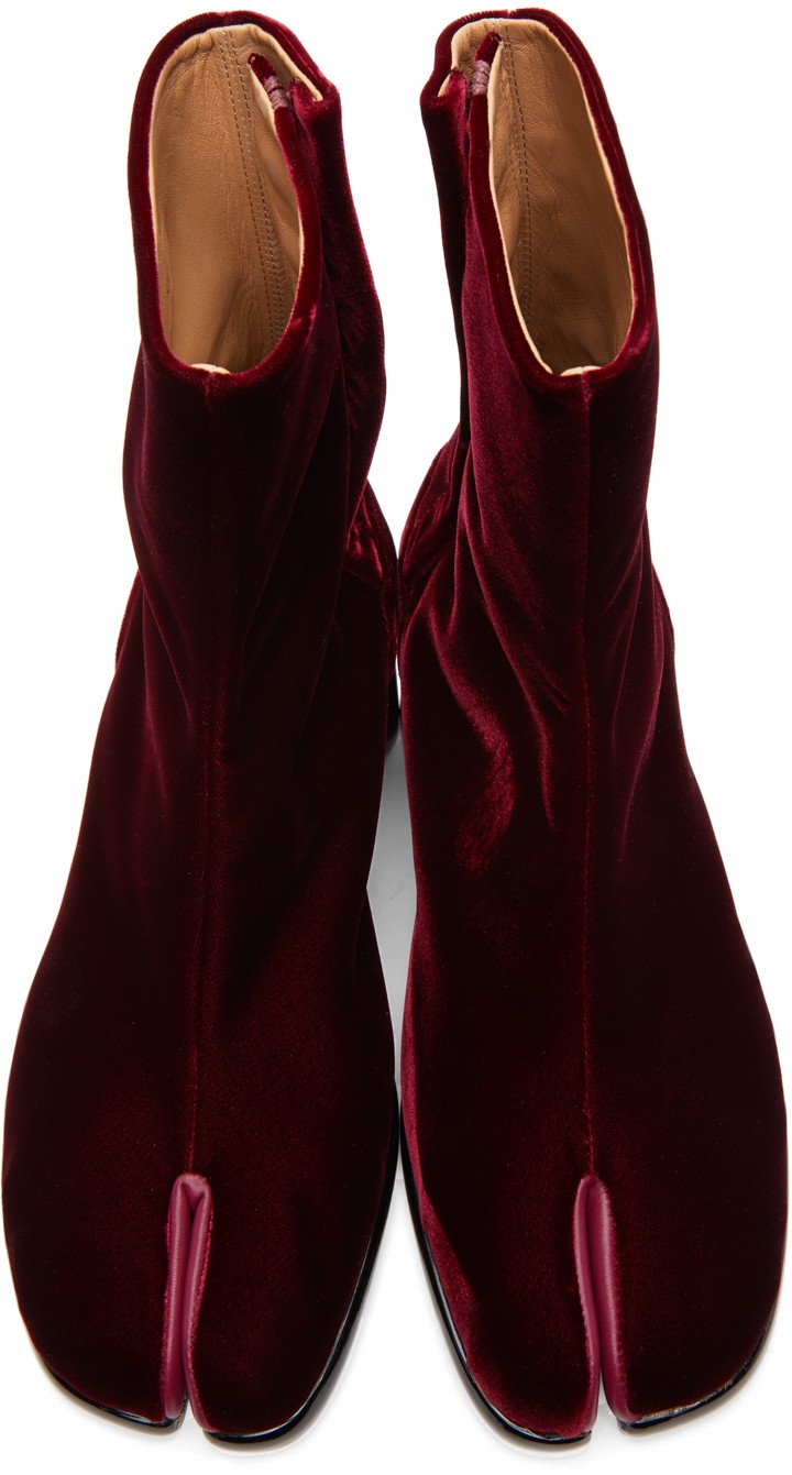 MAISON MARGIELA Red Velvet Mid Heel Tabi Boots