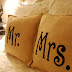 Burlap Curtain Ruffles and Burlap Mr. and Mrs. Pillows....