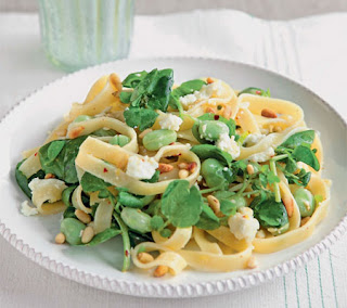 broad bean and feta tagliatelle recipe