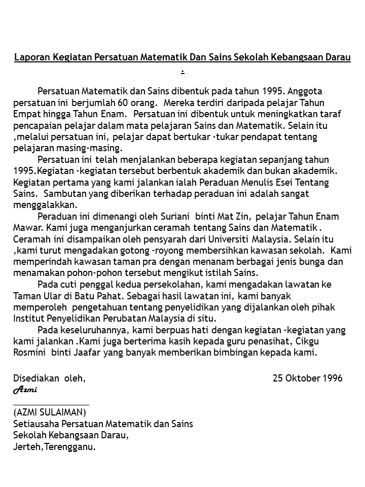 Bahasa Melayu UPSR: KARANGAN BM 2 ( LAPORAN)