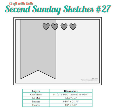 Craft with Beth: Stampin' Up! Second Sunday Sketches card sketch challenge graphic #27 with measurements