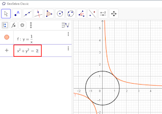 grafik x^2+y^2=2 di geogebra