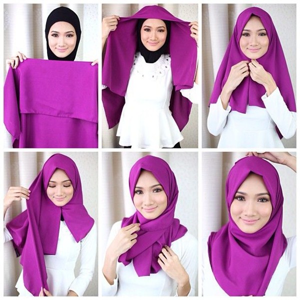 kreasi jilbab segi empat desain simple, elegan modis dan modern terbaru 2017/2018