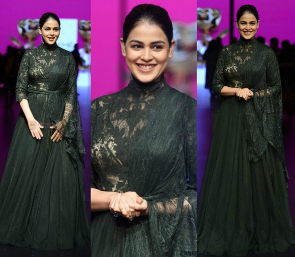 Genelia D’Souza  in Black Long Gown at Walks the Ramp for Shantanu and Nikhil Show