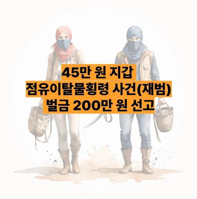 45만 원 지갑 점유이탈물횡령 사건(재범) 벌금 200만 원 선고