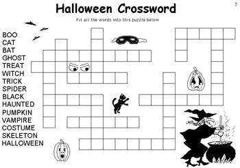 Easy Printable Crossword Puzzles on Halloween Printables