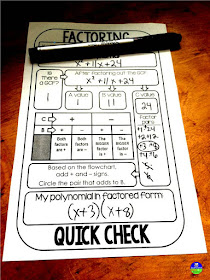 Factoring Quick Check Template