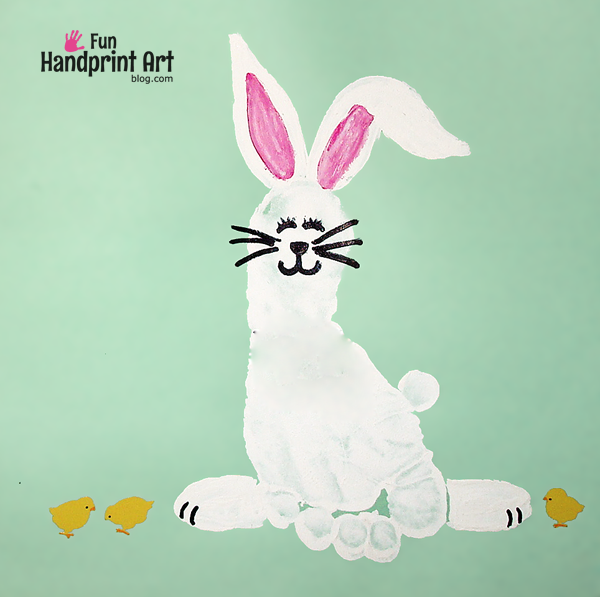 Easter bunny footprint craft idea for kids