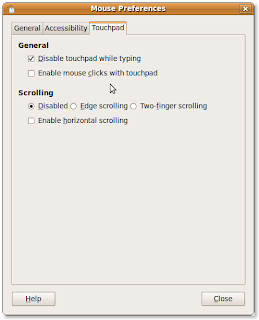 Ubuntu Mouse Preferences, touchpad settings