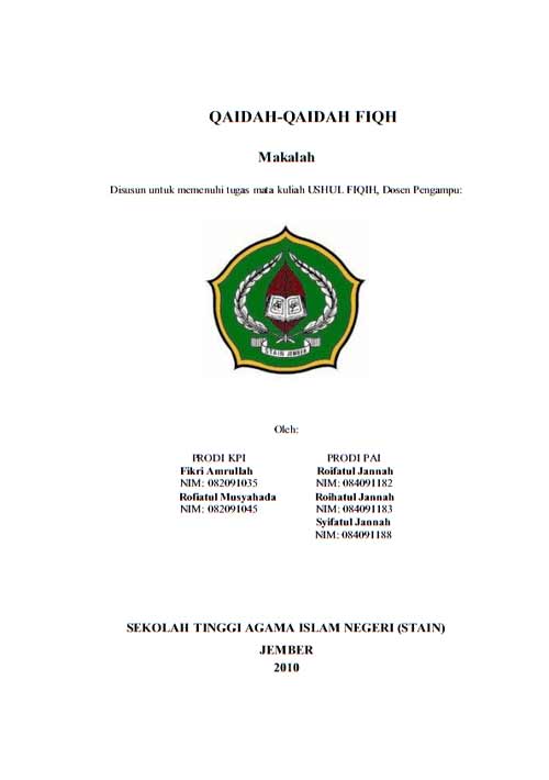 Contoh Cover    Makalah yang Benar Pusat Makalah