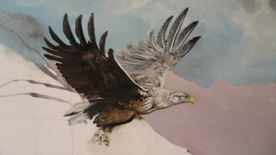 Work in Progress, Colour level 1. Source shows close up of flying eagle