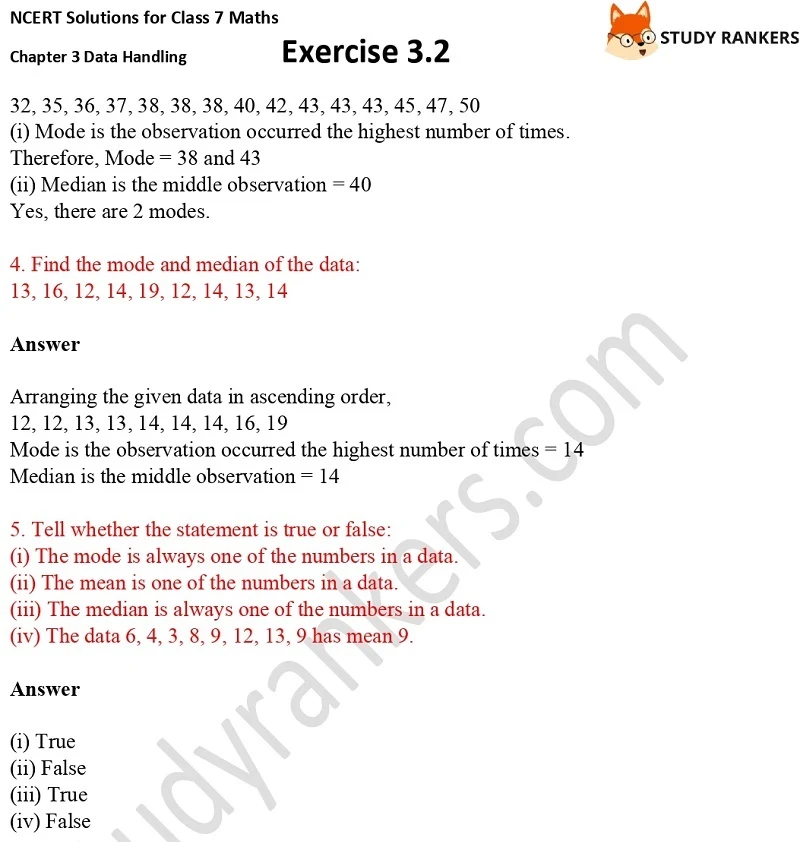 NCERT Solutions for Class 7 Maths Ch 3 Data Handling Exercise 3.2 2
