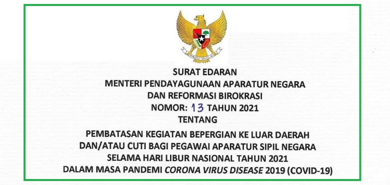 Surat Edaran SE Menpan Rb Nomor: 13 Tahun 2021