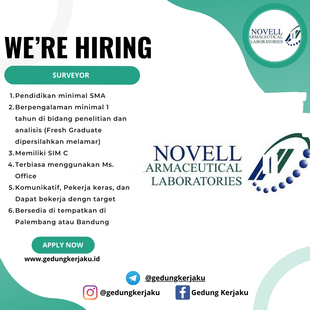 Lowongan Kerja Bandung dan Palembang Novell Pharmaceutical Laboratories