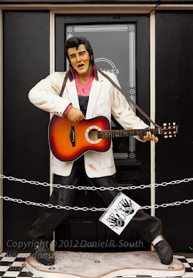 a photo of an elvis statue on historic route 66 in arizona