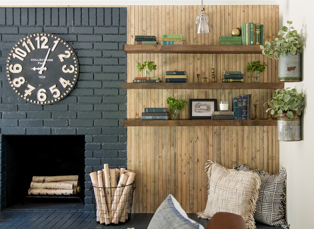 Create Vintage Looking Fireplace Background with #FixerUpper and #Weatherwood